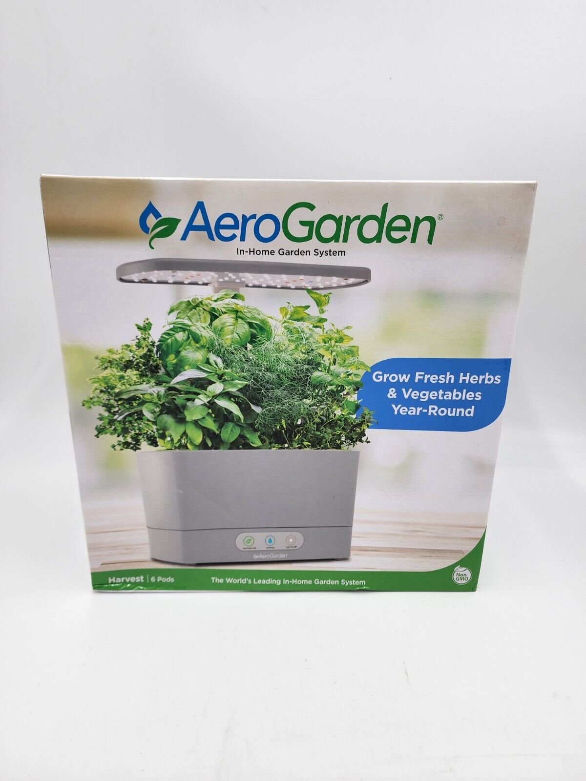 AeroGarden Harvest 6 Pod Home Garden System Cool Gray 100690 New