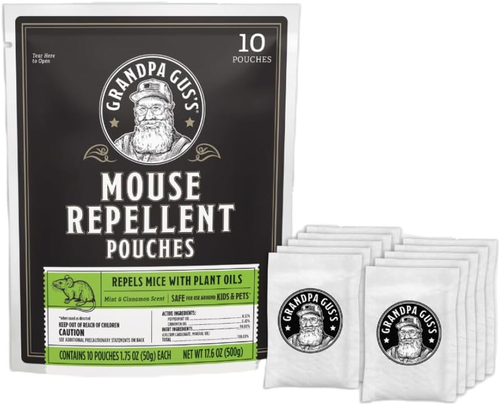 Extra-Strength Mouse Repellent Pouches, Cinnamon/Peppermint Oils Repel Mice from