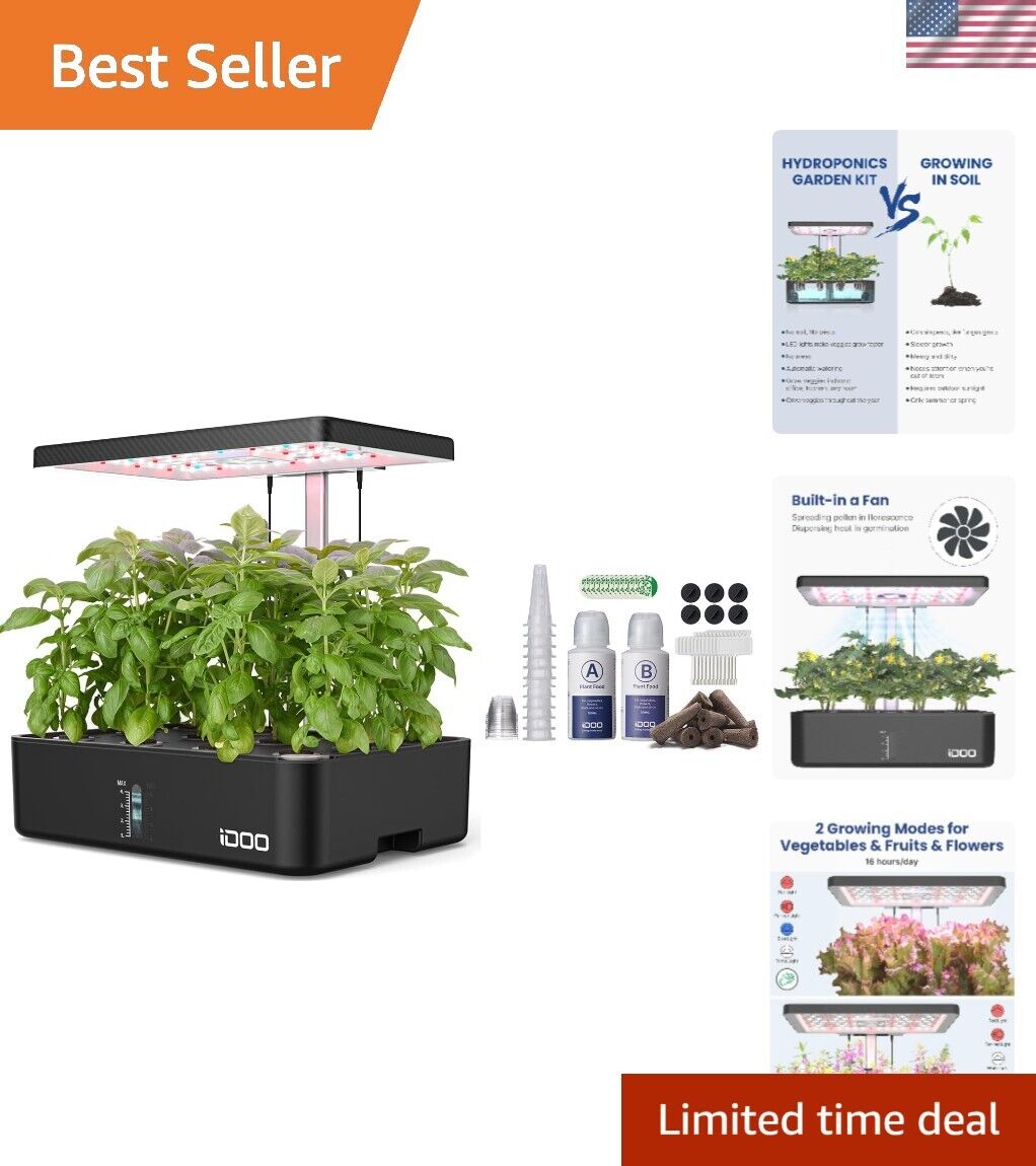 Hydroponic Growing System Kit 12Pods with LED Grow Light - Indoor Garden Delight
