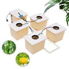 Hydroponics Drip Growing System 5 Sites Dutch Buckets w/Lids + Submerged Pump US picture