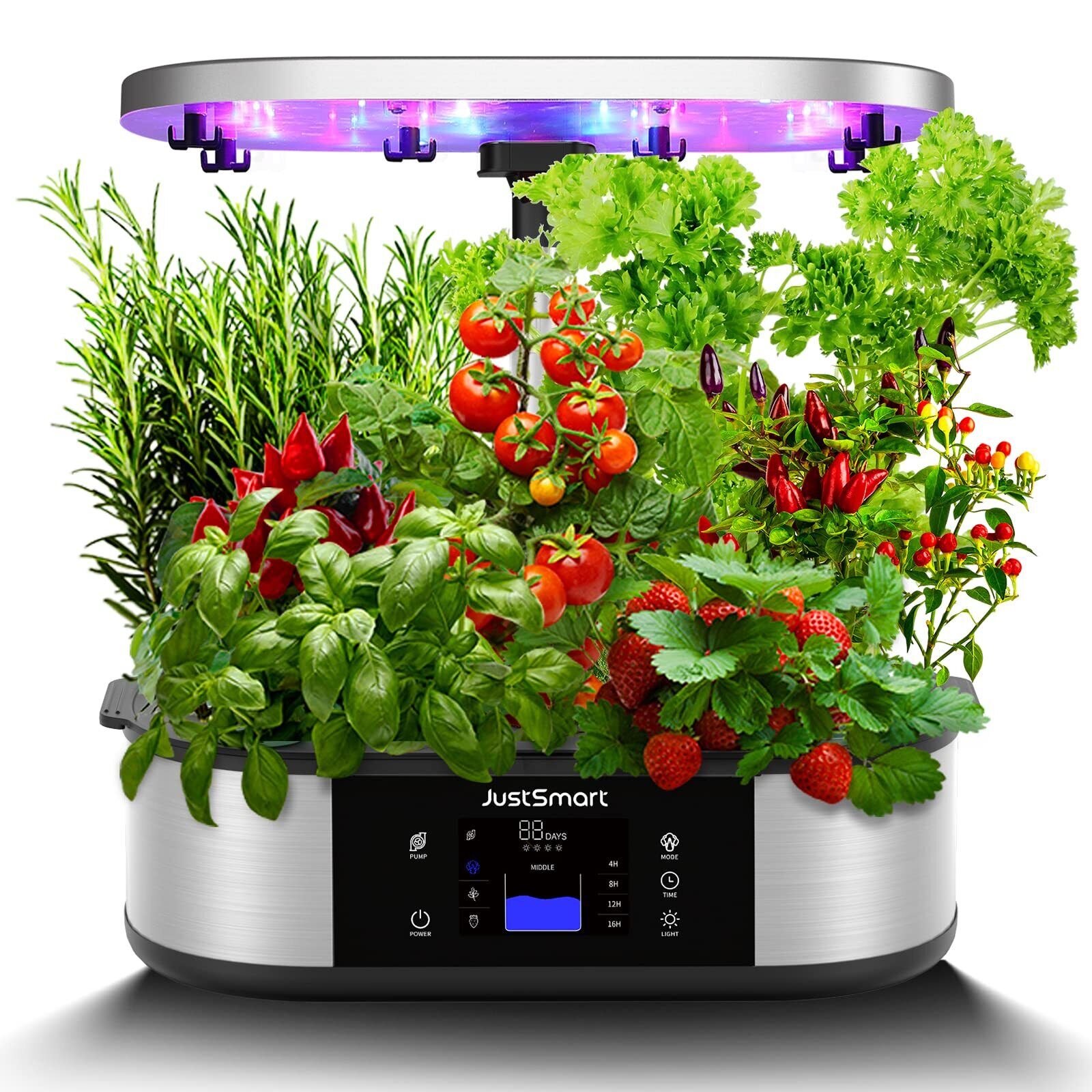 12 Pods Hydroponics Growing System, Indoor Garden with 30W LED Grow Light, Timer
