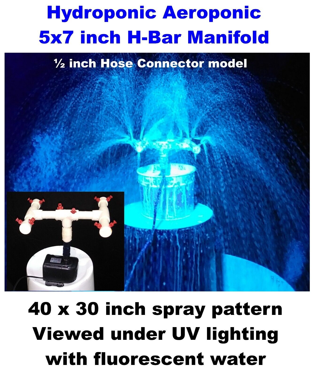 Hydroponic Clone Bucket Manifold 10 x 360 deg Sprayers hose connector