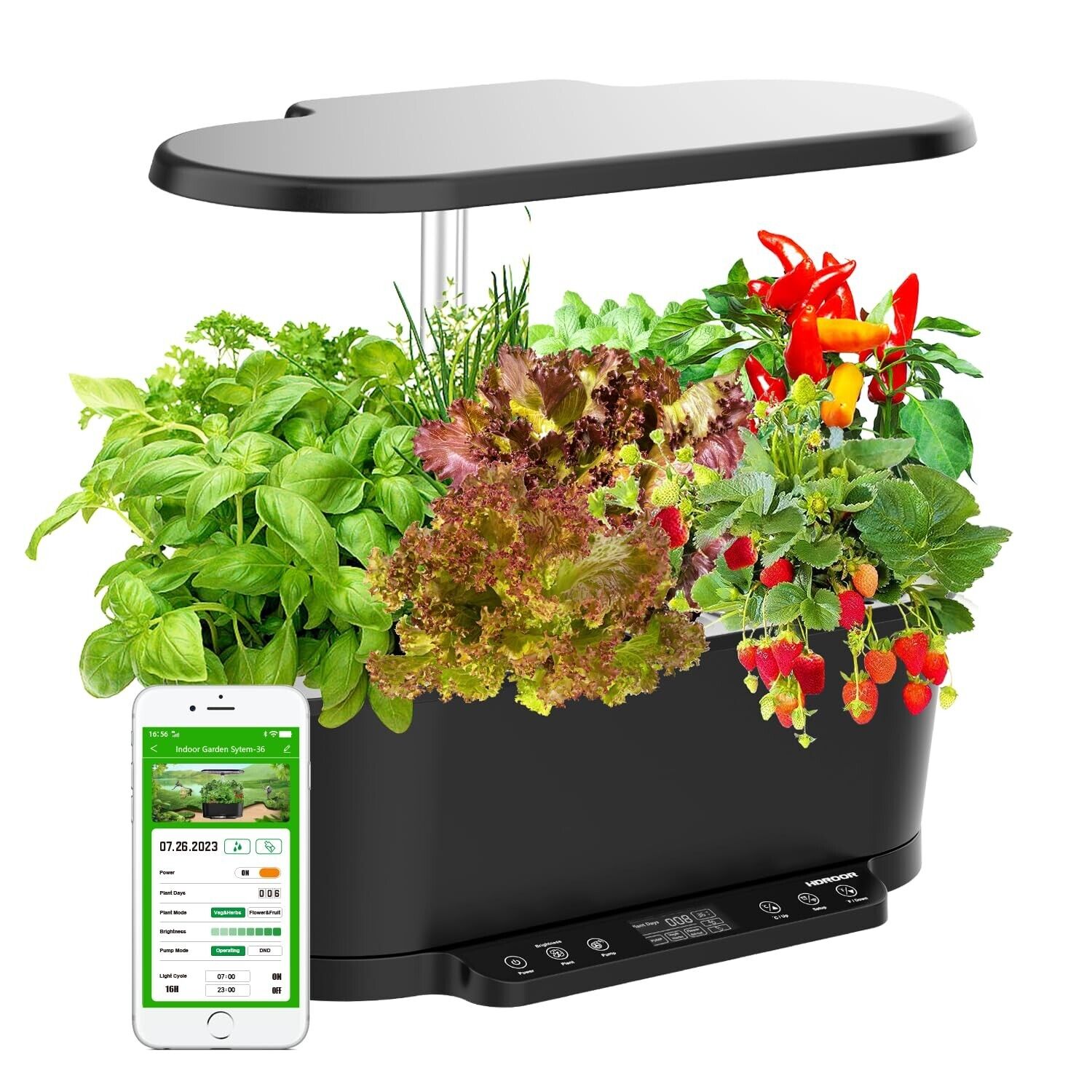 Hydroponics Growing System WiFi Control APP, 15 pods Indoor Herb Garden with ...