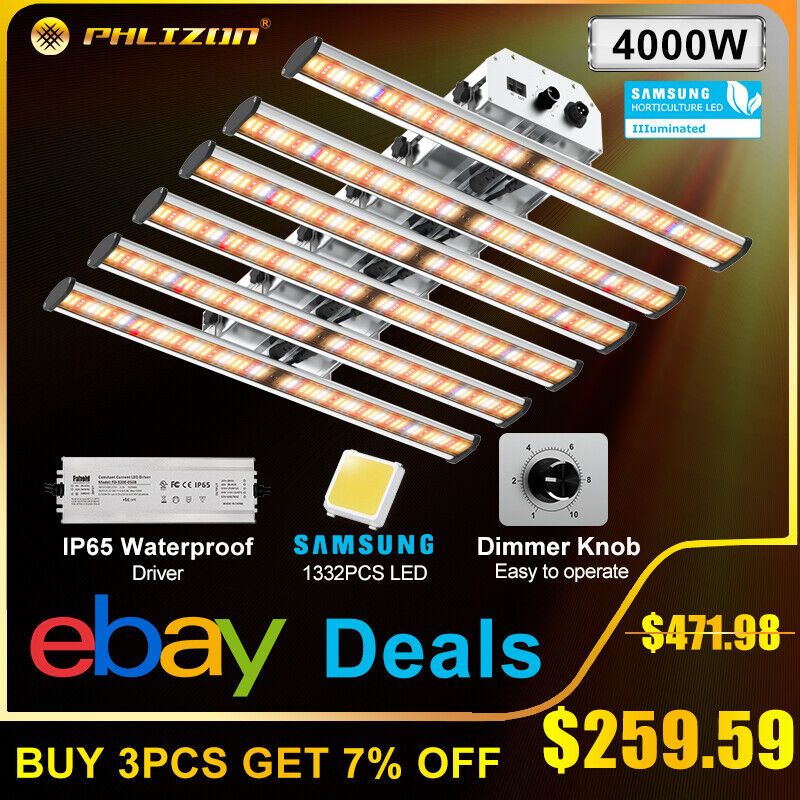 BAR-4000W Samsung LED Grow Light Bar 4x4ft Dimmable Commercial Indoor Plant Lamp