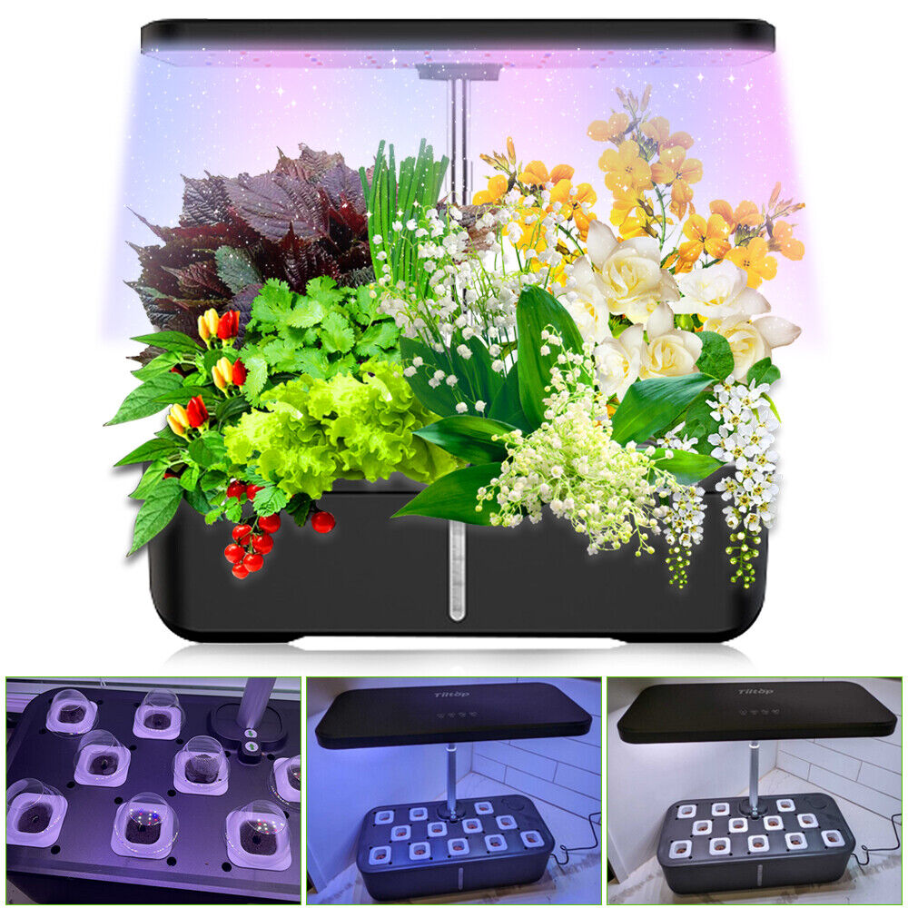 Indoor Hydroponics Growing System 12 Pods Herb LED Grow Light Height Adjustable