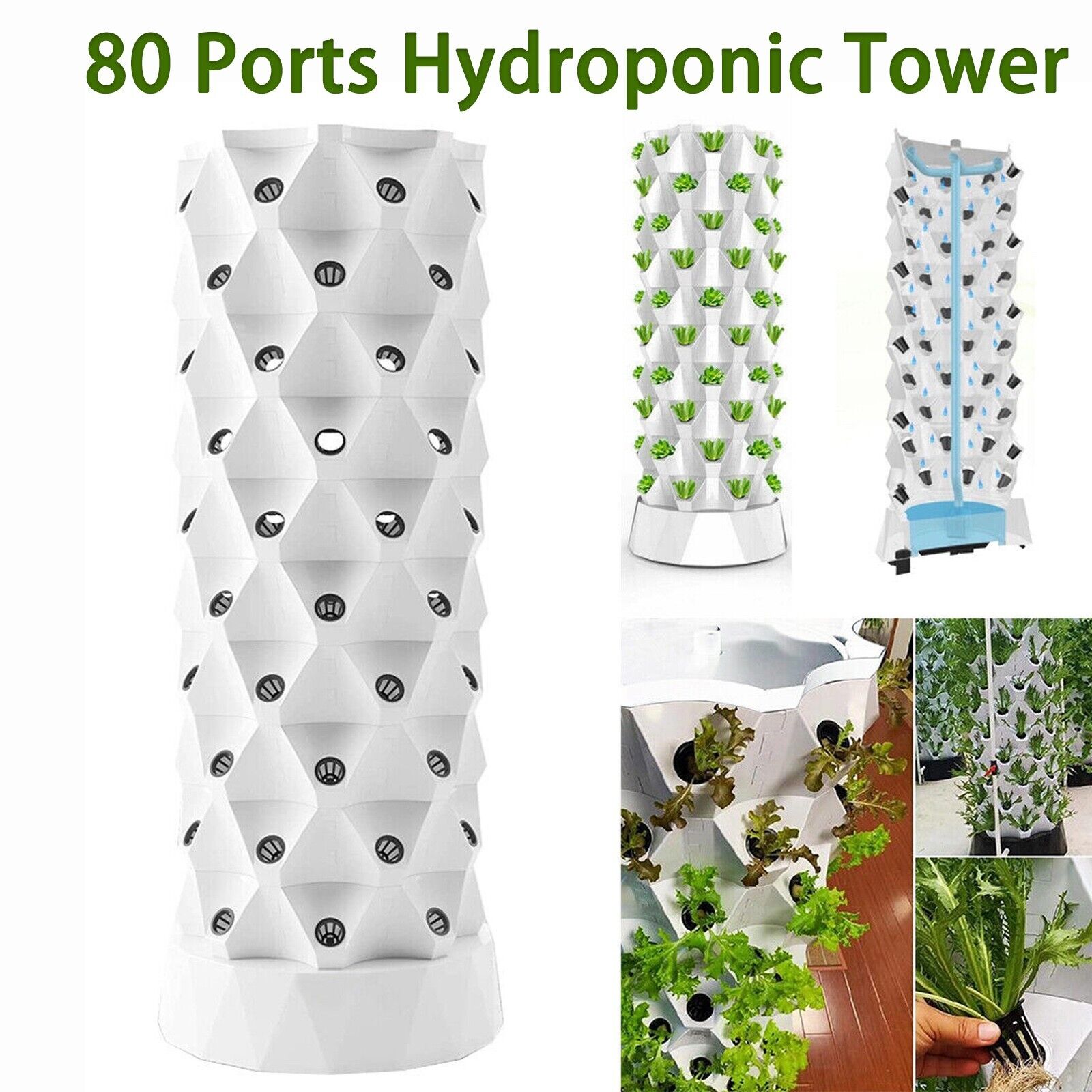 80-Ports 30L Vertical Hydroponic Tower Indoor Outdoor Garden Growing System kit