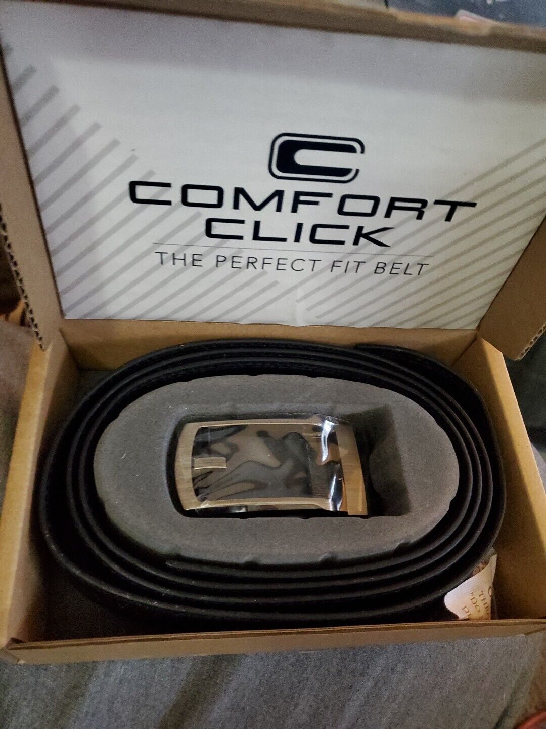 Comfort Click Men's Adjustable Perfect Fit Leather Belt - Black