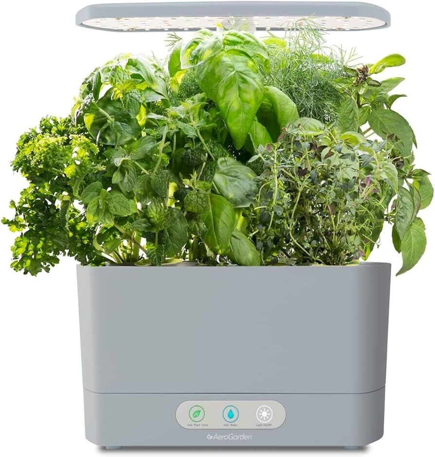 AeroGarden Harvest 6 Pod Home Garden System - Cool Grey