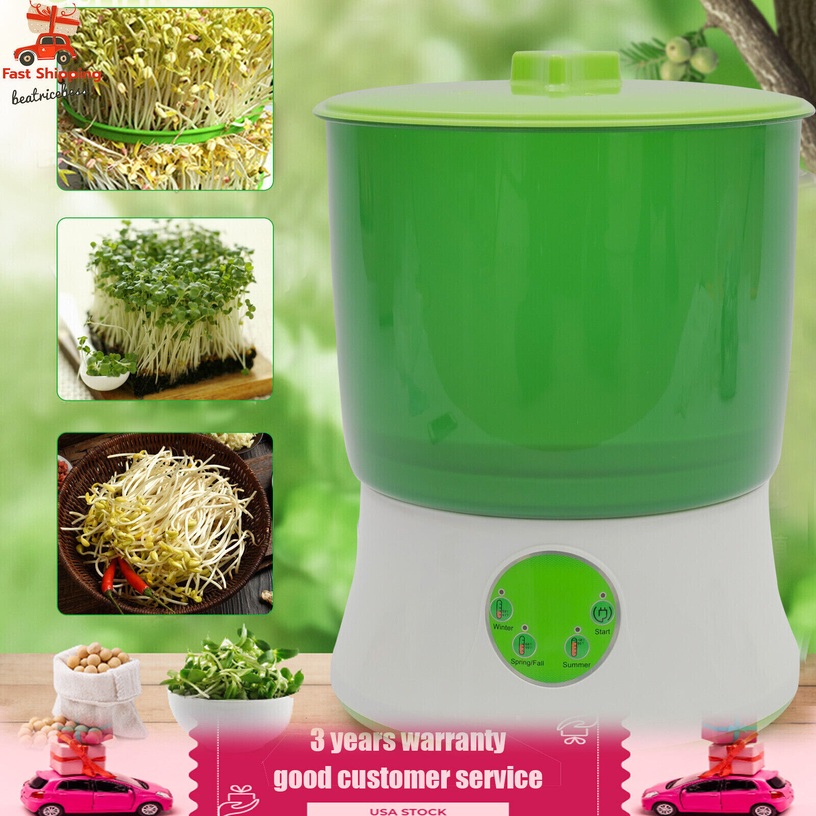 2-Layer Automatic Bean Sprouts Machine Electric Bean Seed Sprouter Sprout Maker