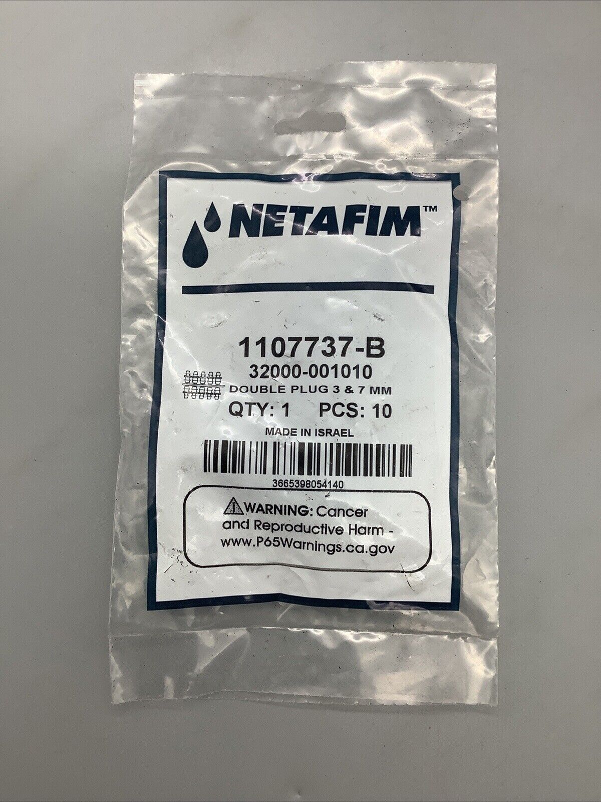 Netafim Double Goof Plug 3 & 7 MM 10 Count NEW 1107737-B