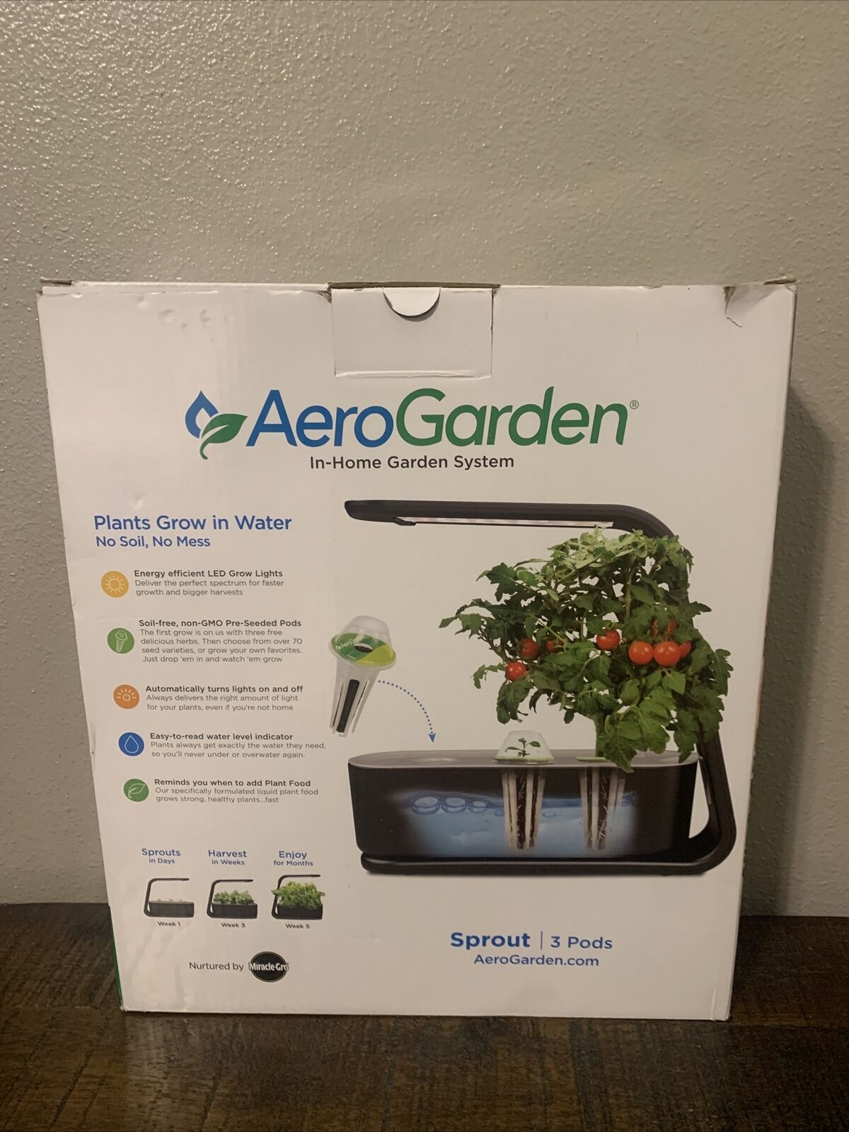 AeroGarden Sprout with Gourmet Herbs Seed Pod Kit - Hydroponic Indoor Garden BLK