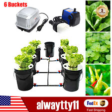 Hydroponic Deep Water Culture 6 Plant Bucket Grow System Kit Complete+Pump US picture