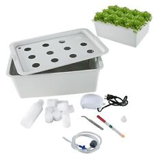 Indoor Hydroponic Grow Kit With Bubble Stone 12 Sites holes Bucket Air Pump Sp picture