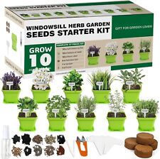 10 Herb Seeds Garden Starter Grow Kit with Green Pots, Markers, Nutritional Soil picture
